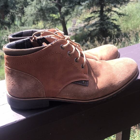 Bruno Marc Plaid Lined Lace Up Suede Boots Tan Men's Size 9 - Picture 2 of 10